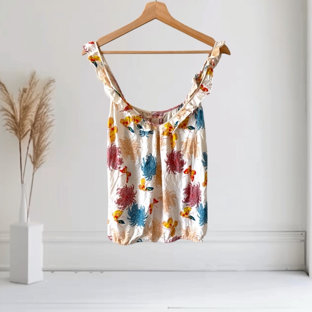 Lucky Brand Butterfly Floral Cotton Modal Cami Tank Top Size S Multicolor